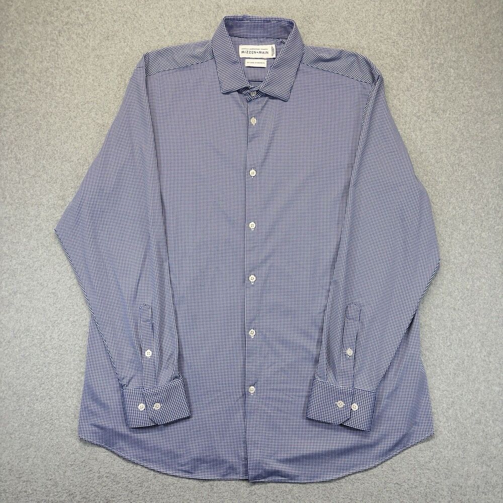 Mizzen + Main Spinnaker Button Up Shirt Men’s XXL Blue Gingham Standard Fit